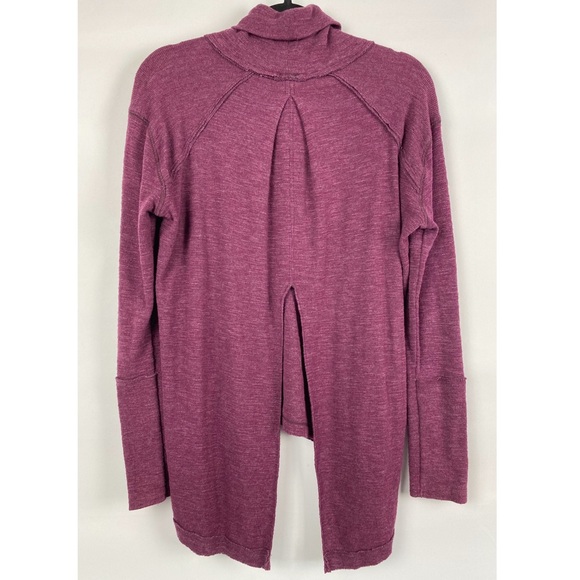 Free People We The Free Lover Split‎ Back Ribbed Turtleneck Sweater, Plum - S - Picture 5 of 9